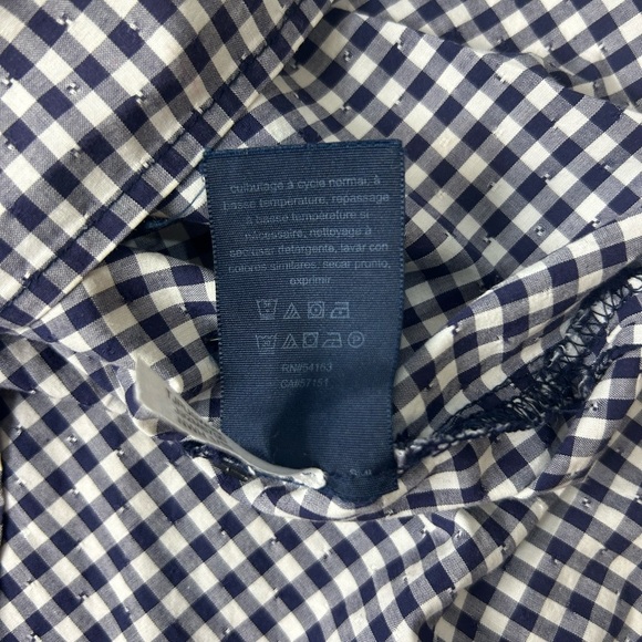 Tommy Hilfiger Navy and White Gingham Women's Shirt. Size Medium. Preppy. - Picture 8 of 10